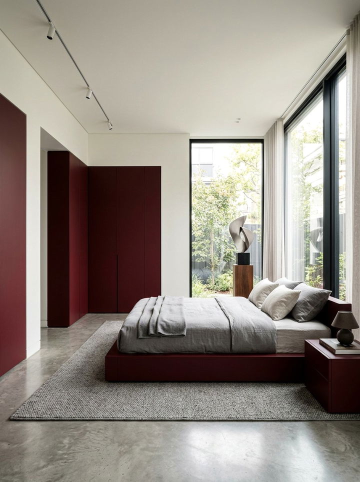 Modern Burgundy Bedroom - 30 burgundy bedroom ideas