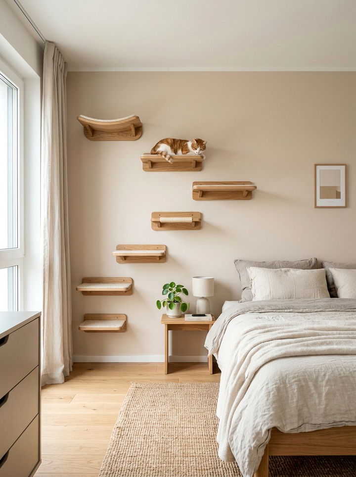 Modern Cat Wall Shelf - 30 cat bedroom ideas