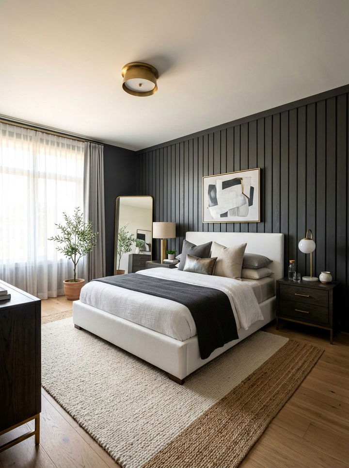 Modern Charcoal Paneling - 30 bedroom paneling ideas