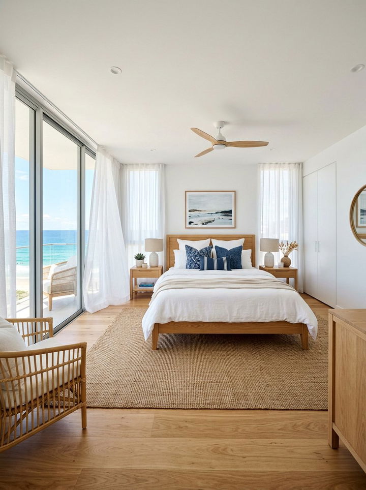 Modern Coastal Bedroom - 30 navy and white bedroom ideas