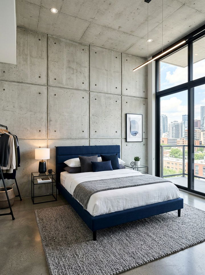 Modern Concrete Panel Bedroom - 30 concrete wall bedroom ideas