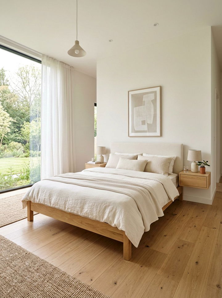 Modern Cream Platform Bed - 30 scandinavian cream bedroom ideas