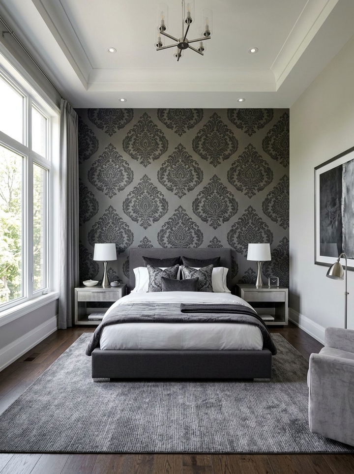 Modern Damask Bedroom - 30 bedroom bold wallpapers