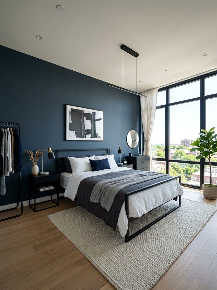 Modern Dark Blue Bedroom - 30 cool blue bedroom ideas