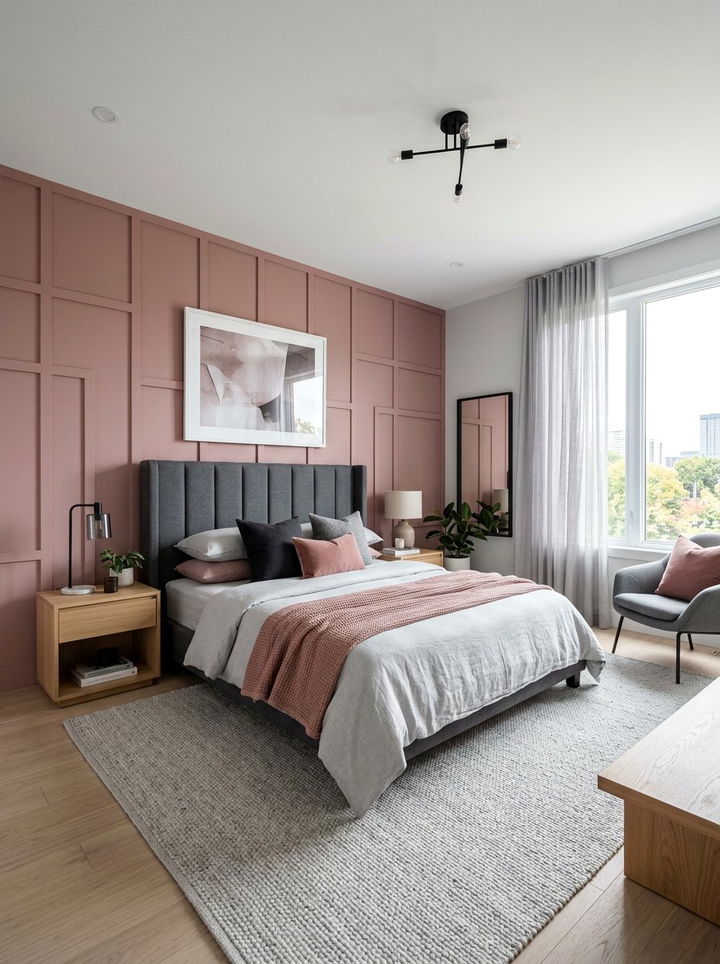 Modern Dusty Rose And Grey Bedroom - 30 dusty rose accent wall bedroom