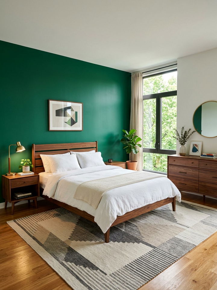 Modern Emerald Green Bedroom Wood Furniture - 30 emerald green accent wall bedroom