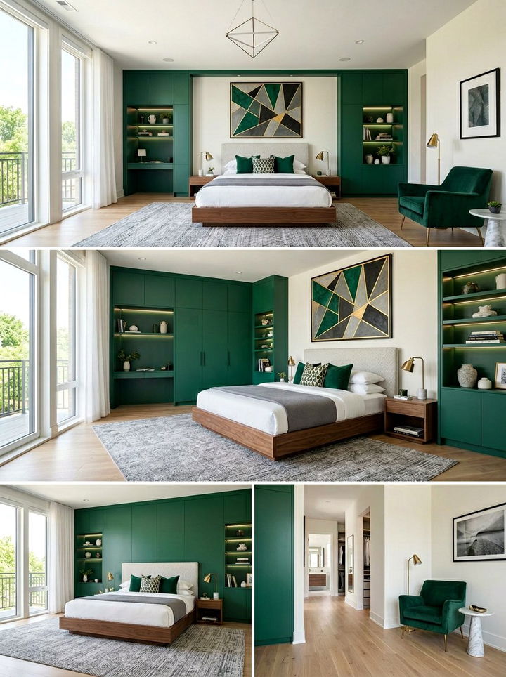 Modern Emerald Green Master Suite - 30 emerald bedroom decor ideas