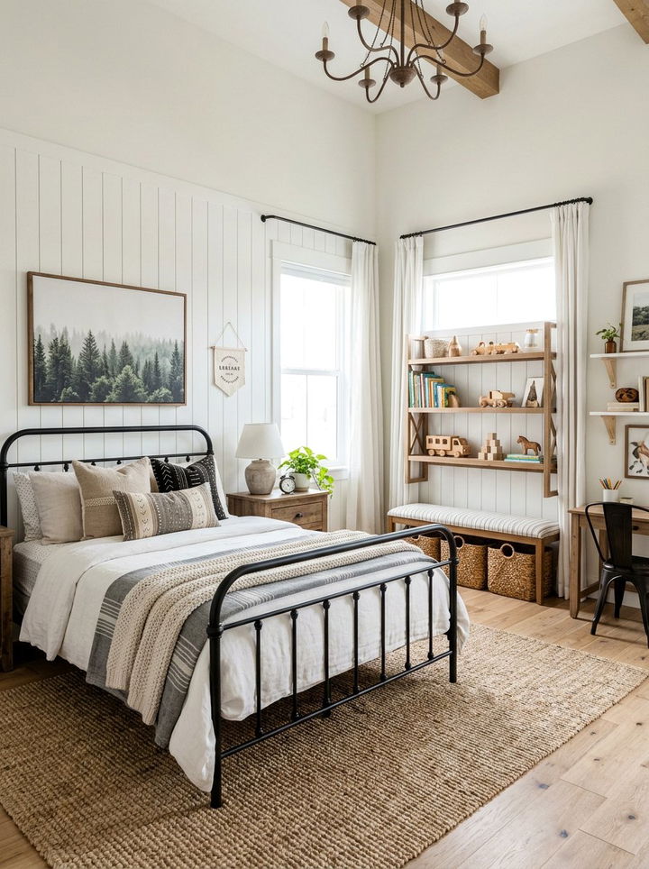 Modern Farmhouse Kids Room - 30 preschooler bedroom ideas