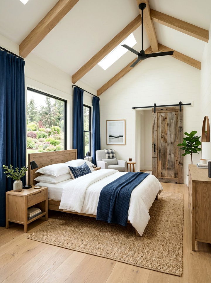 Modern Farmhouse Navy - 30 rustic navy bedroom ideas