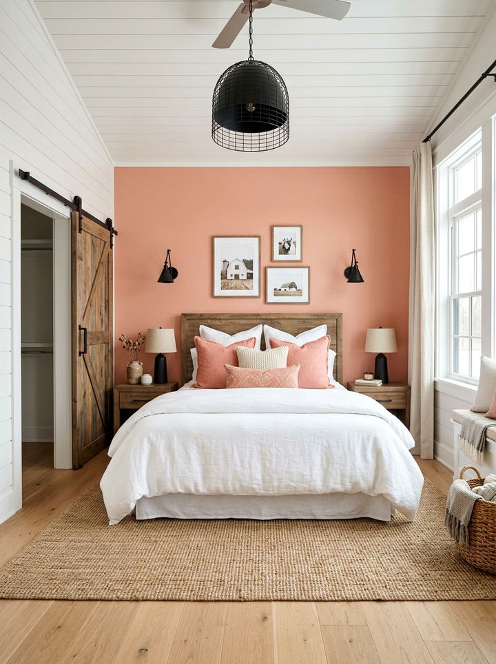 Modern Farmhouse Salmon Pink Bedroom - 30 salmon pink bedroom ideas