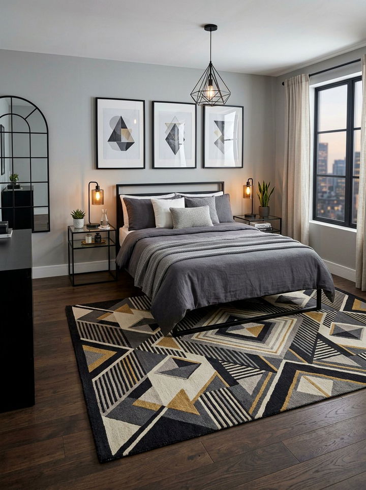 Modern Geometric Bedroom Rug - 30 bedroom area rugs