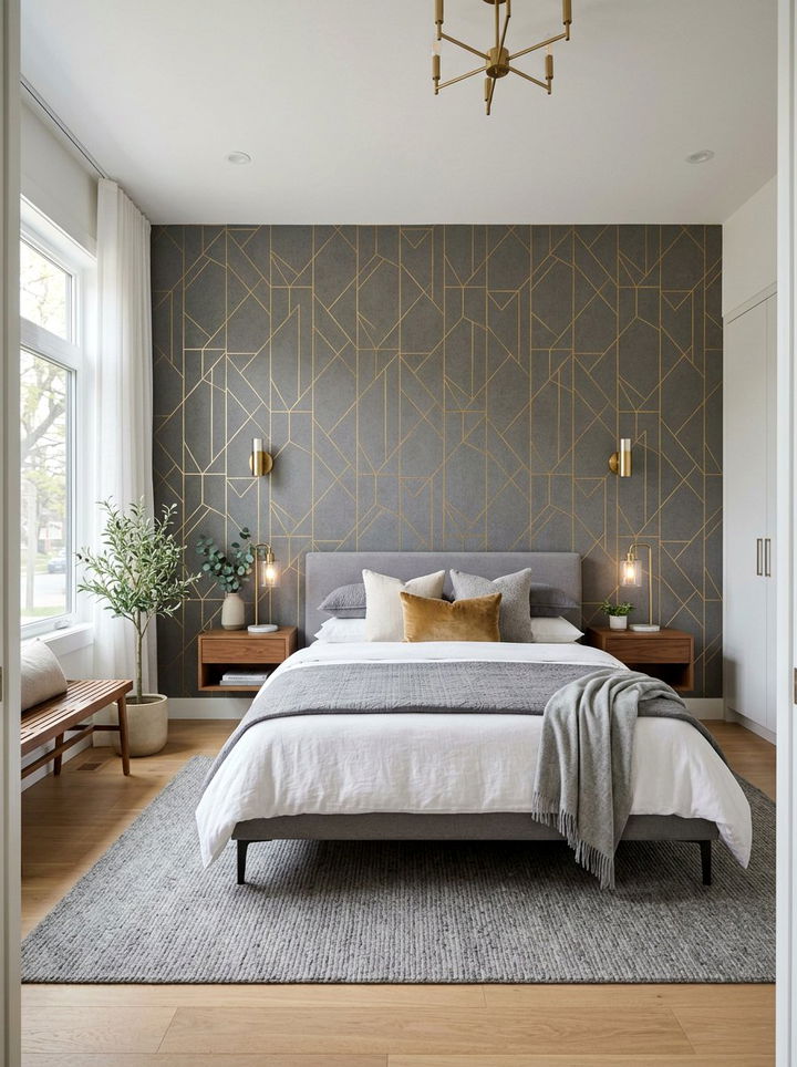 Modern Geometric Wallpaper - 30 bedroom accent wall wallpapers