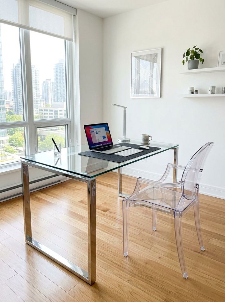 Modern Glass Desk - 30 bedroom study desk ideas