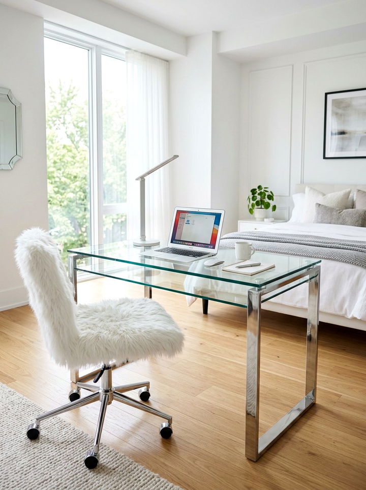 Modern Glass Desk - 30 bedroom writing desks