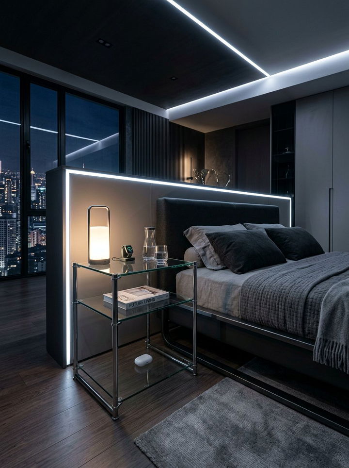 Modern Glass Nightstand - 30 bedroom tall nightstands