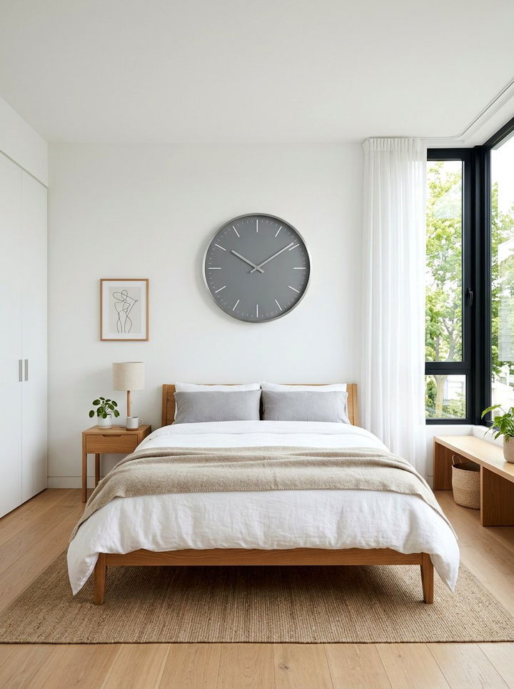 Modern Gray Wall Clock - 30 gray bedroom accessories ideas