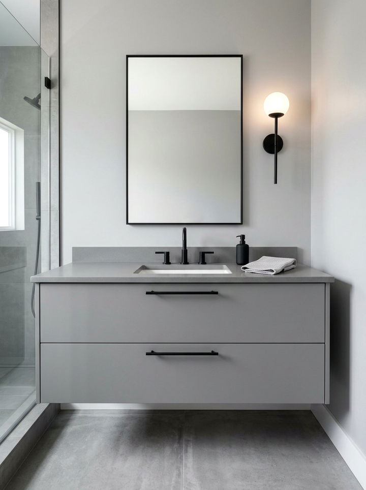 Modern Grey Floating Vanity - 30 bedroom floating vanity ideas