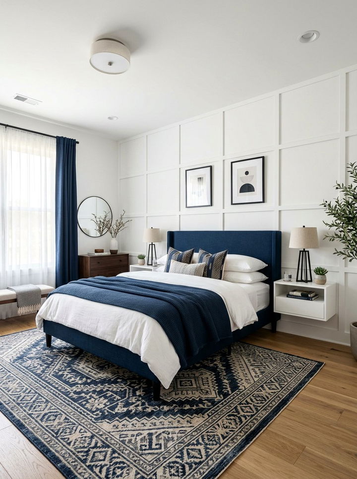 Modern Grid Wall Pattern - 30 bedroom geometric wall designs