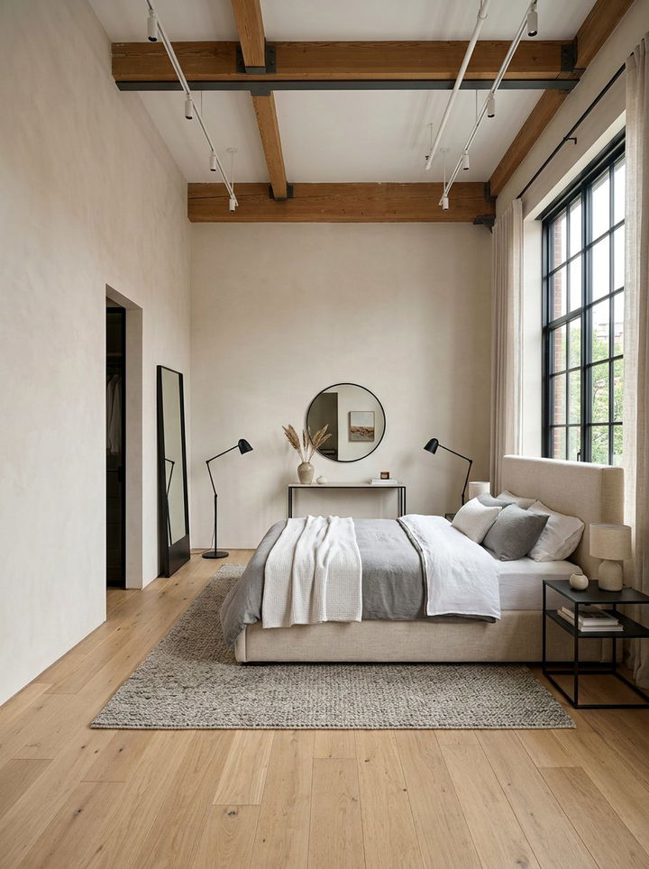Modern Industrial Beige Master Bedroom - 30 industrial beige bedroom ideas