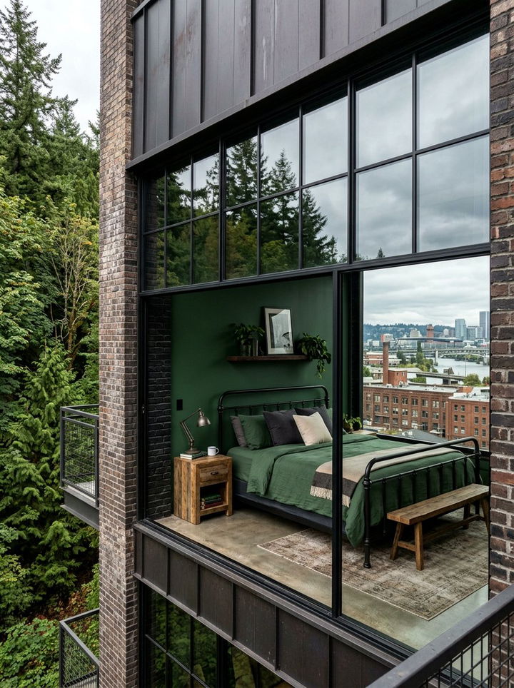 Modern Industrial Green Black Bedroom - 30 forest green and black bedroom ideas