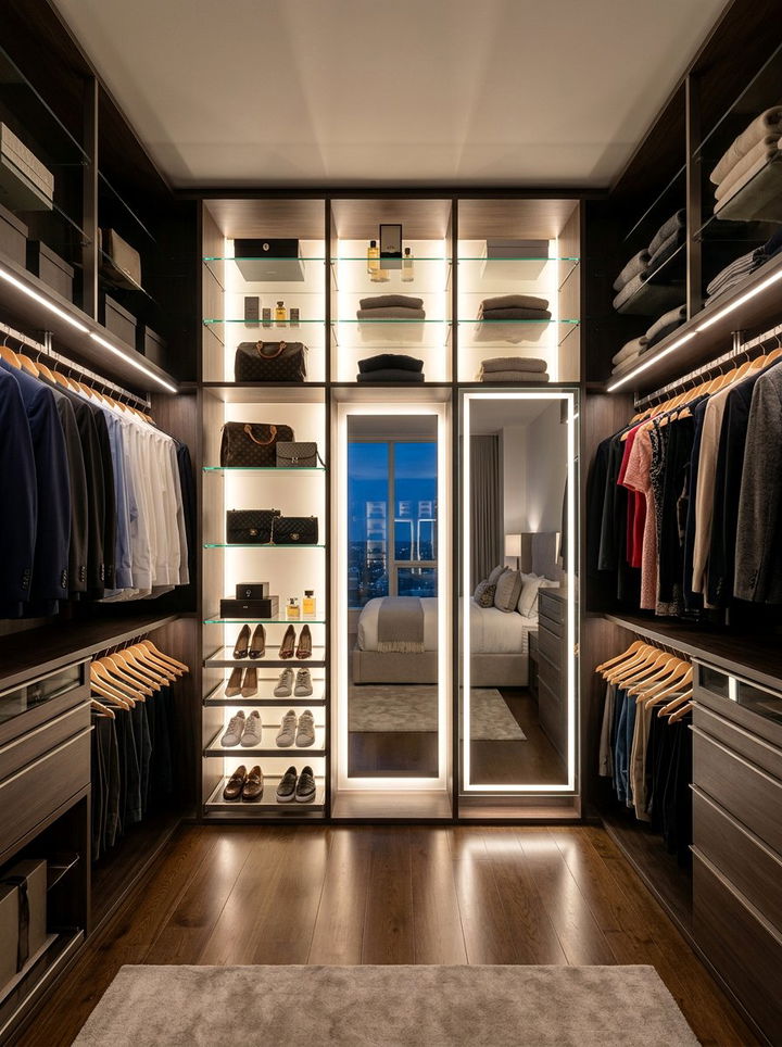 Modern LED Lit Closet - 30 bedroom closet systems