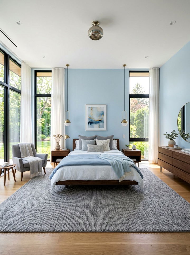 Modern Light Blue Master Bedroom - 30 sky blue bedroom ideas