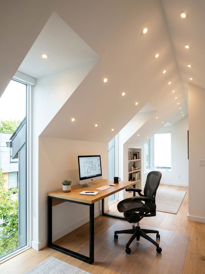 Modern Lighting Under Slopes - 30 sloped ceiling bedroom ideas