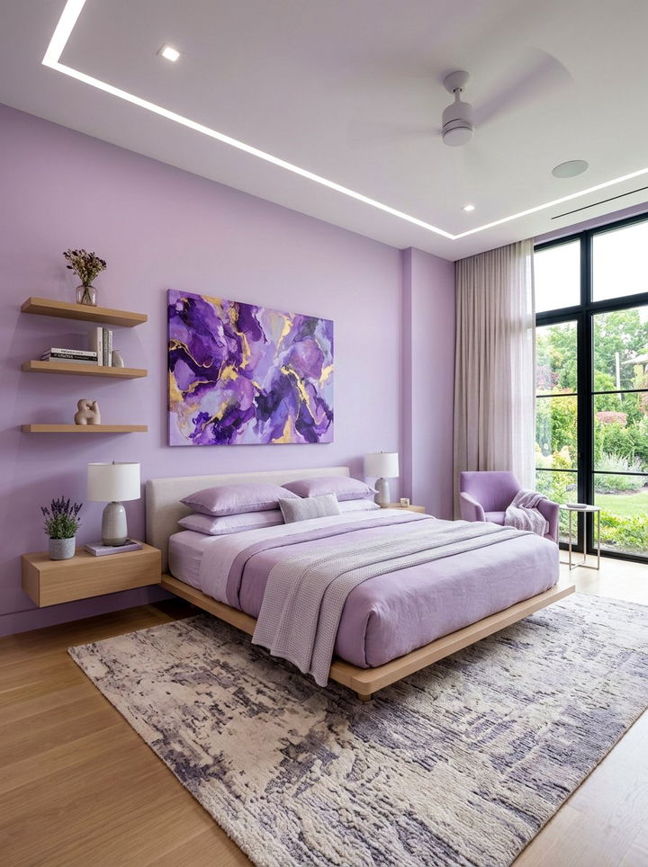 Modern Lilac Bedroom - 30 pastel purple bedroom ideas