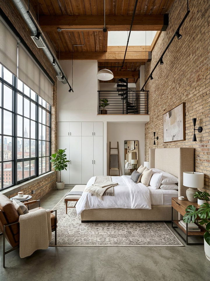 Modern Loft Bedroom - 30 beige and white bedroom ideas