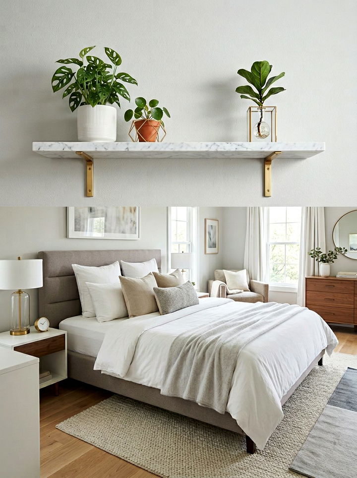 Modern Marble Wall Shelf - 30 bedroom plant shelves
