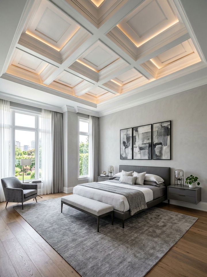Modern Master Bedroom Coffered Ceiling - 30 bedroom coffered ceiling designs