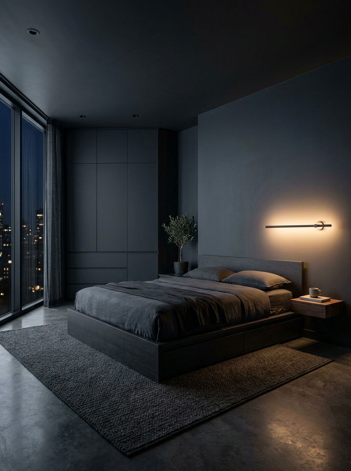 Modern Minimalist Charcoal Bedroom - 30 bedroom charcoal walls