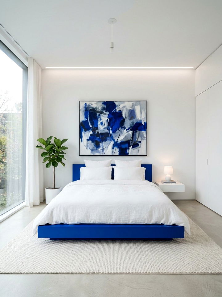 Modern Minimalist Cobalt Bedroom - 30 cobalt and white bedroom ideas