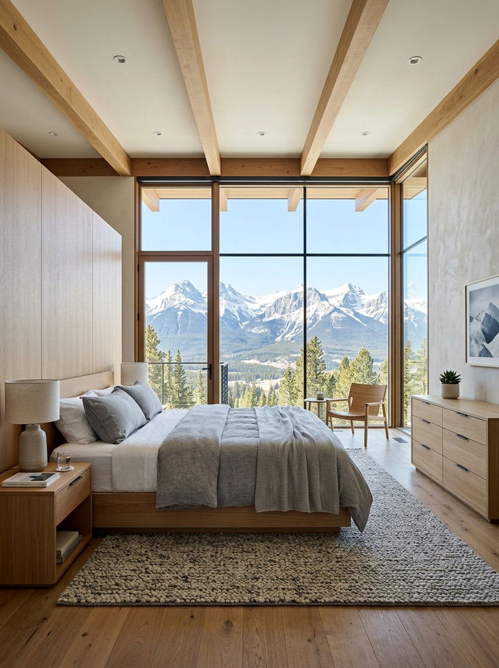 Modern Mountain Bedroom Large Window - 30 mountain house bedroom ideas
