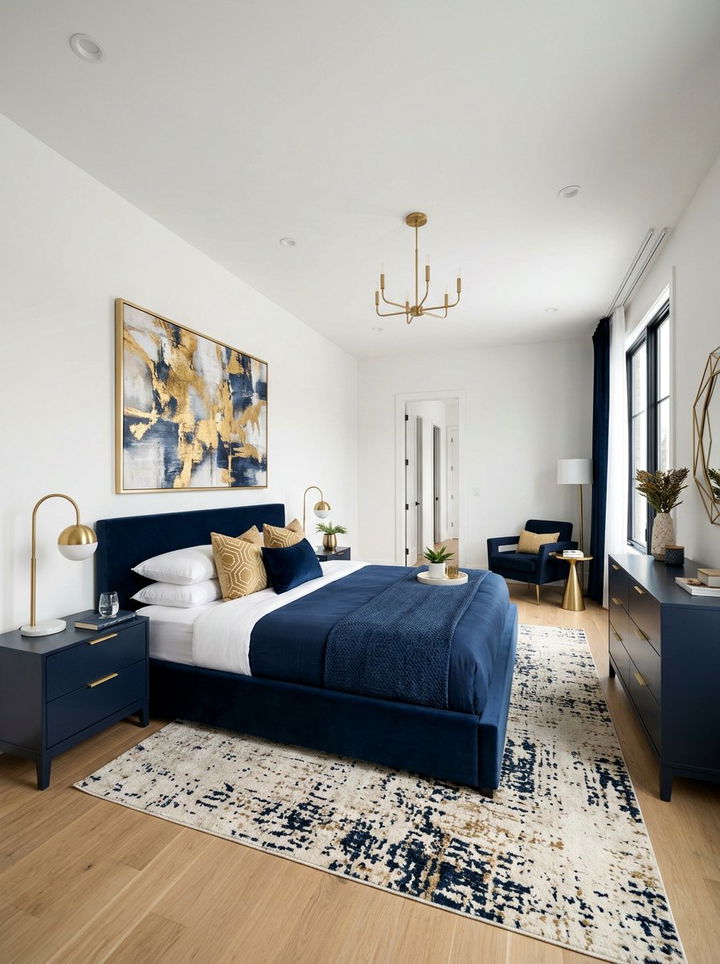 Modern Navy And Gold Bedroom Decor - 30 navy and gold bedroom ideas