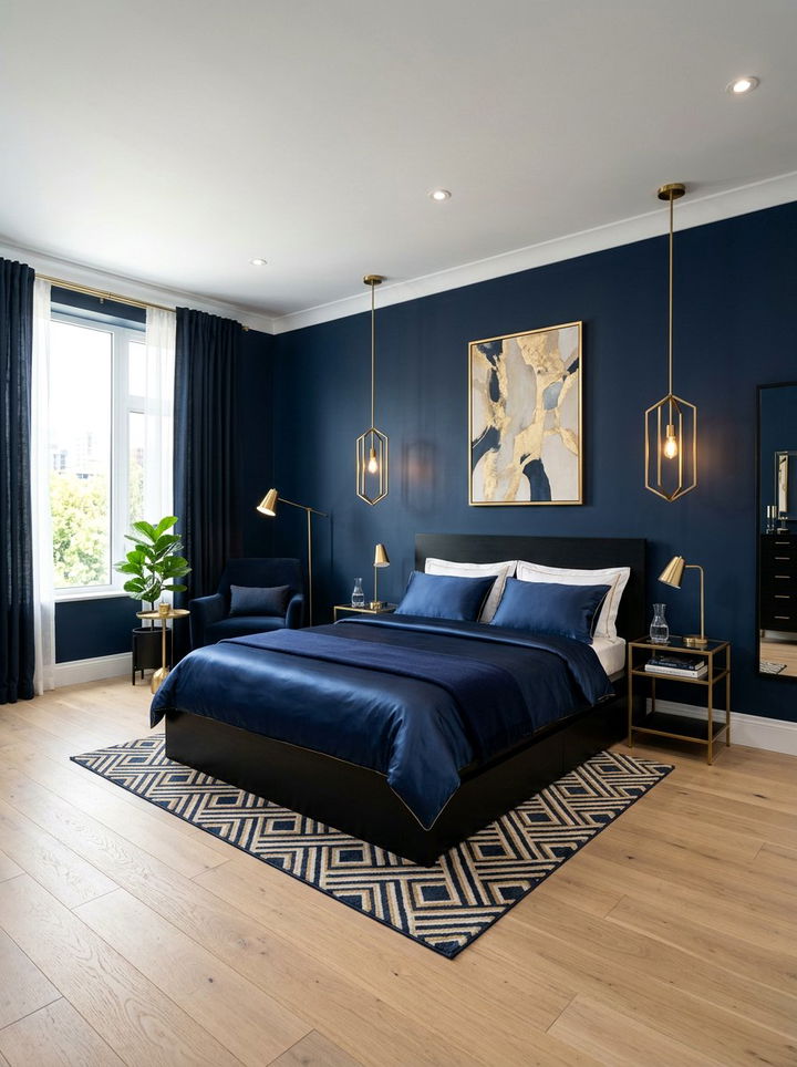Modern Navy Bedroom - 30 ocean blue bedroom ideas