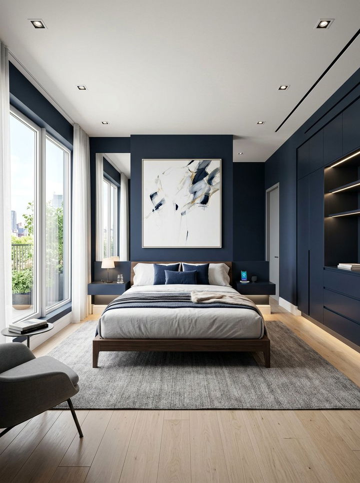 Modern Navy Master Bedroom - 30 dark navy bedroom ideas