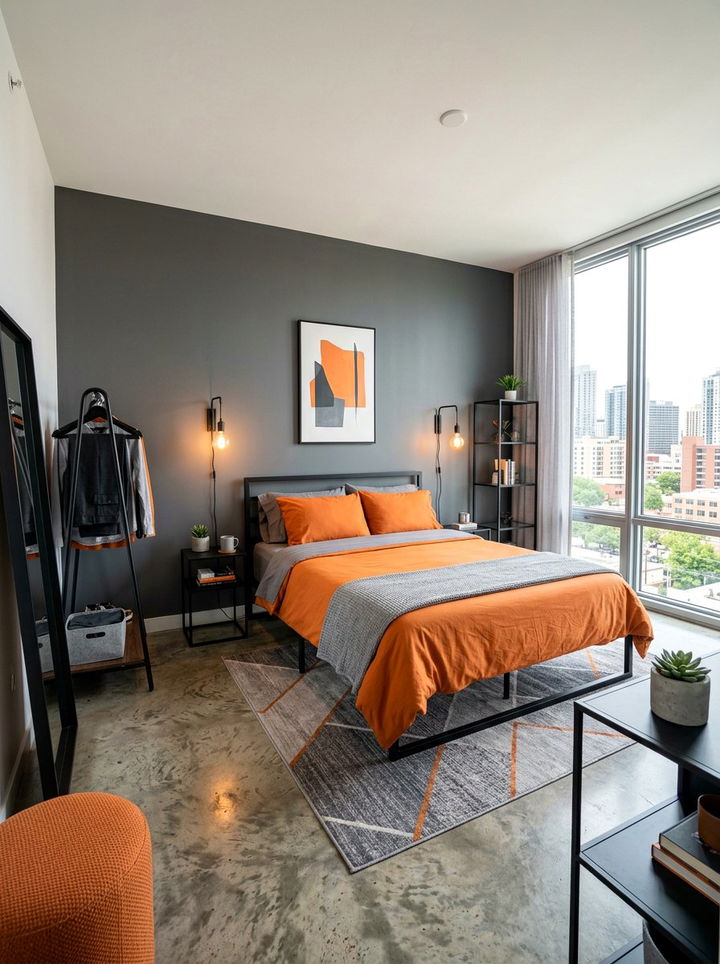 Modern Orange And Grey Bedroom - 30 bright orange bedroom ideas