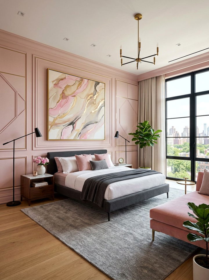 Modern Pink Master Bedroom - 30 bedroom dusty pink walls