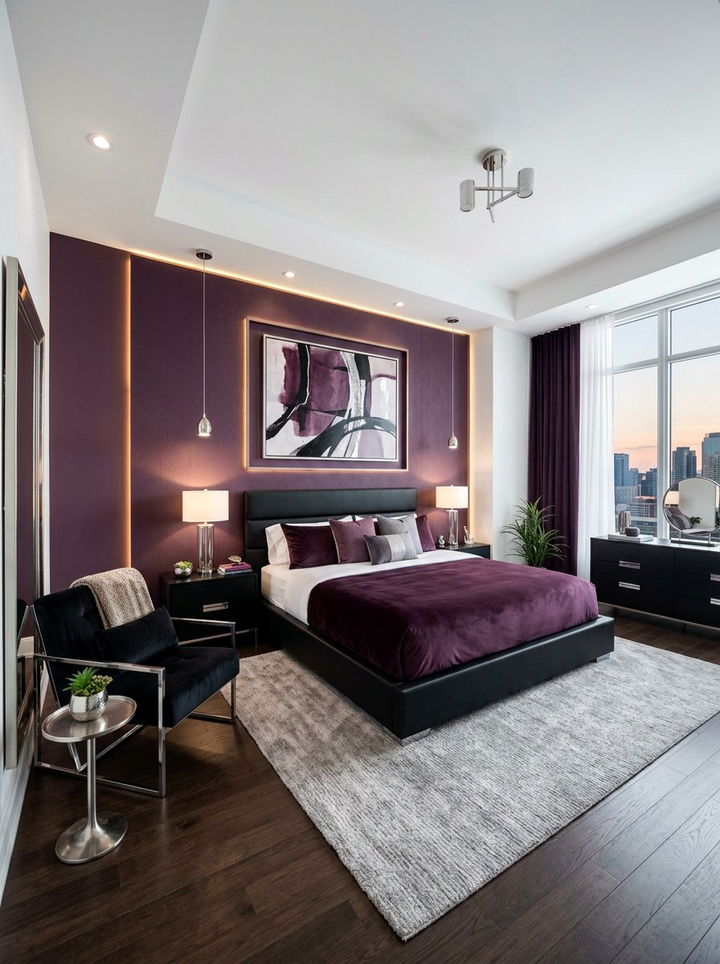 Modern Plum Purple Bedroom - 30 berry bedroom ideas