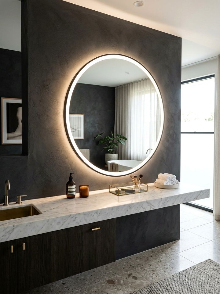 Modern Round Mirror Integrated Lighting - 30 bedroom round mirrors