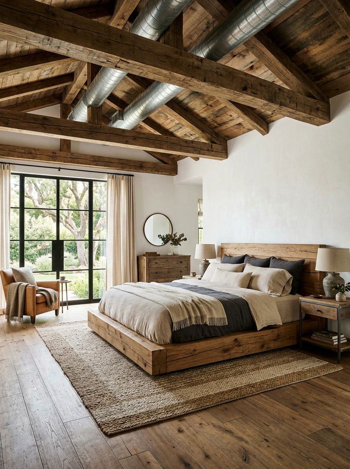 Modern Rustic Bedroom - 30 exposed ductwork bedroom ideas