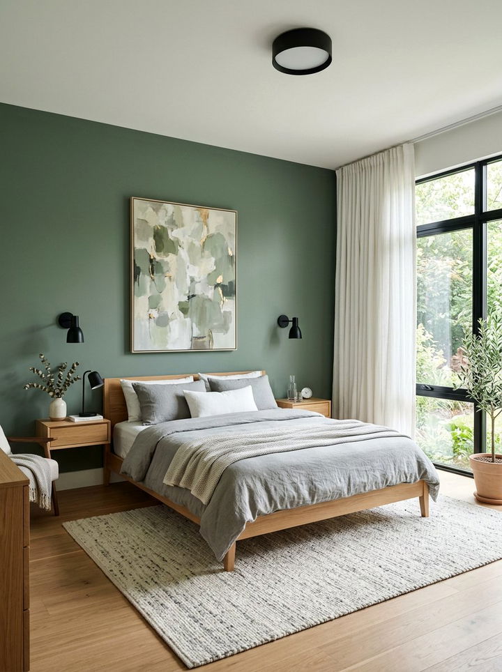 Modern Sage Green Bedroom - 30 sage green accent wall bedroom