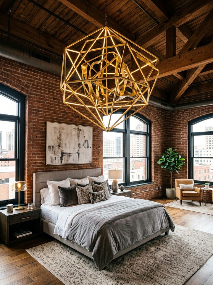 Modern Statement Chandelier - 30 warehouse bedroom ideas