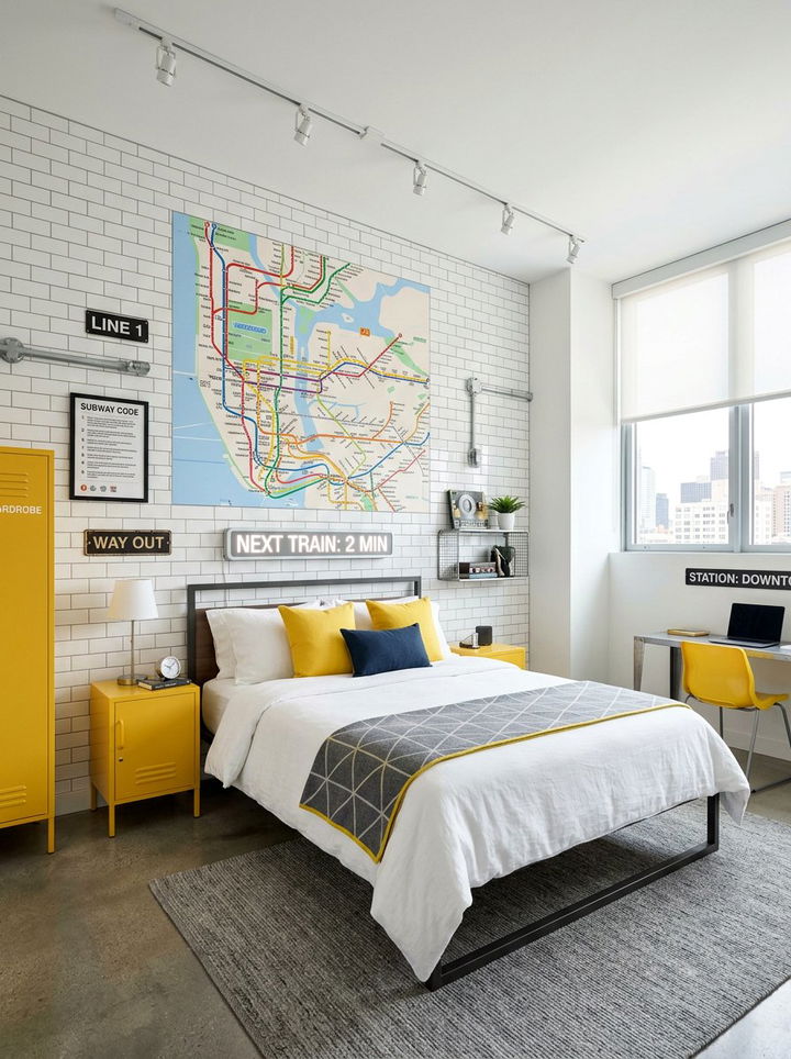 Modern Subway Theme - 30 train bedroom ideas