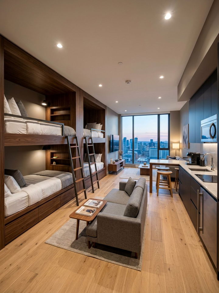 Modern Suite With Four Beds - 30 quadruple bedroom ideas