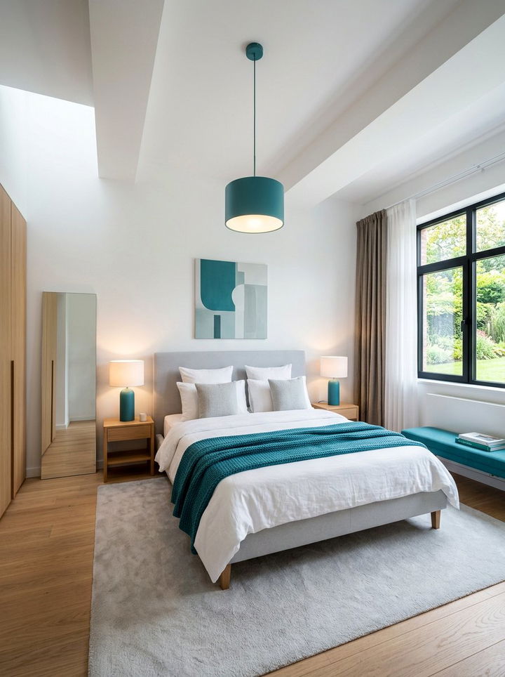 Modern Teal Bedroom Lighting - 30 scandinavian teal bedroom ideas