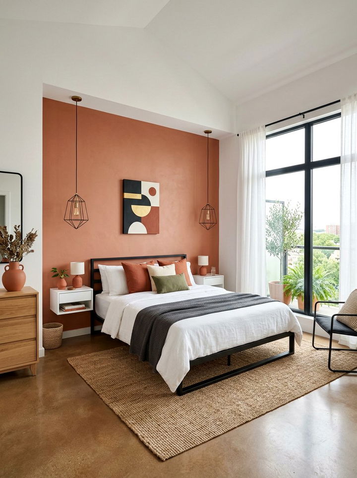 Modern Terracotta Bedroom - 30 terracotta accent wall bedroom