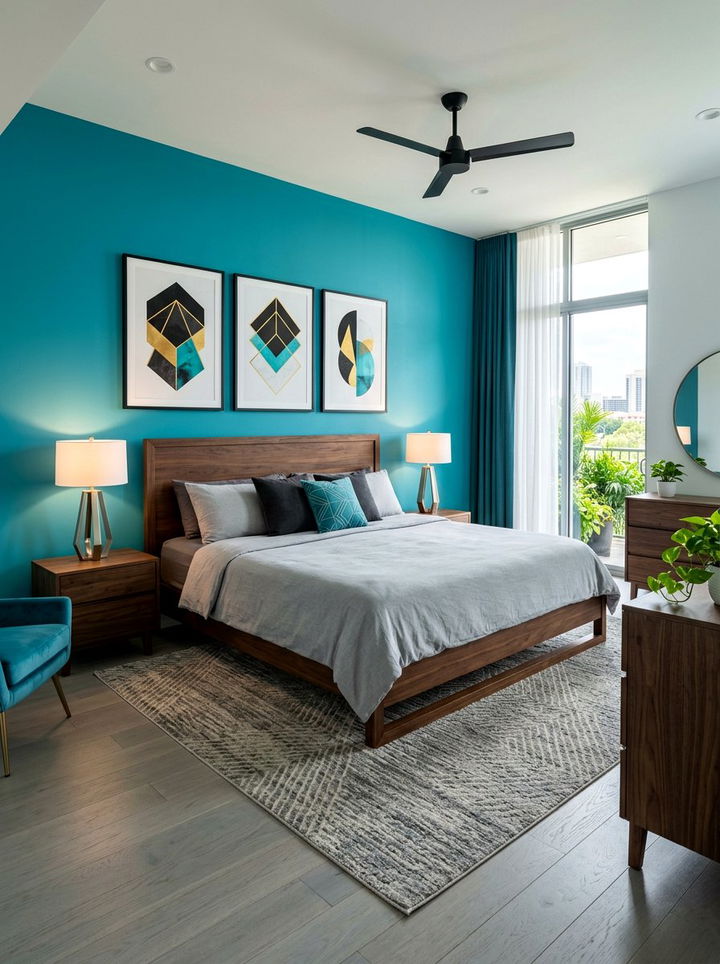 Modern Turquoise Master Bedroom - 30 aqua bedroom ideas