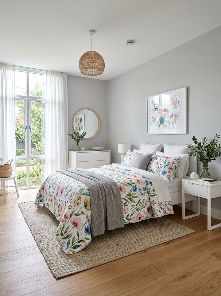 Modern Watercolor Floral Quilt - 30 bedroom floral bedding ideas